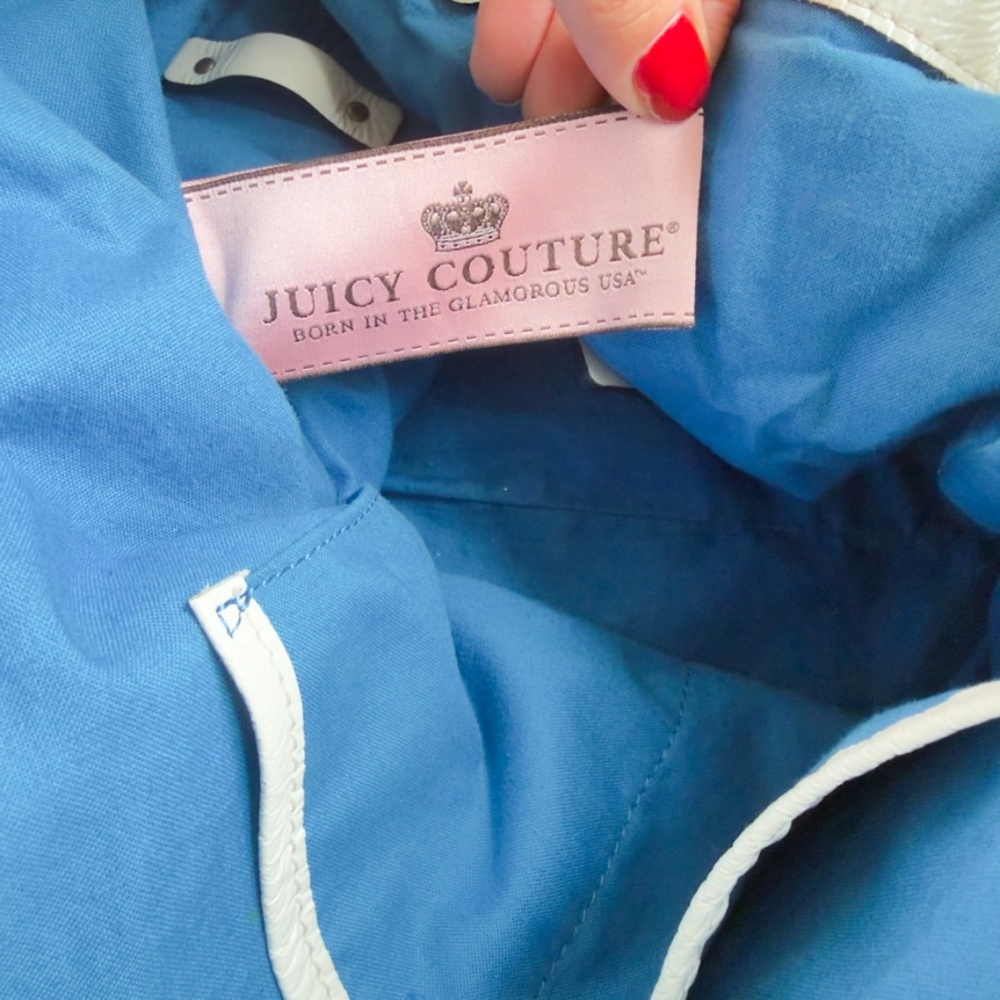 Y2K Juicy Couture Large Leather Purse White Tote Patent Leather Bag w. Dust Bag - Picture 7 of 13